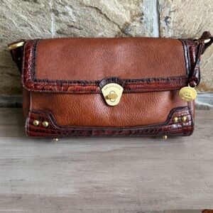 Brahmin Vintage Evon The Grady Collection Brown Leather Clutch Shoulder Bag